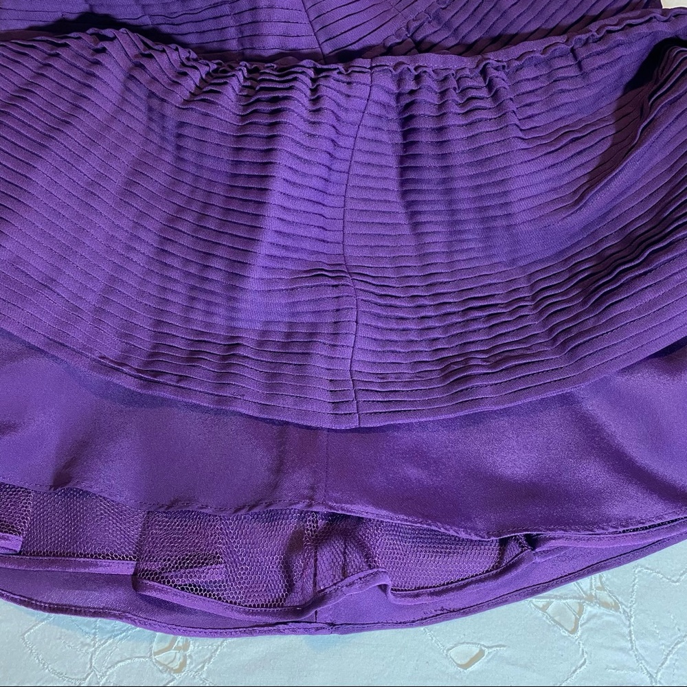 BCBGMaxAzria Strapless Sweetheart Neck FitFlare Tiered Purple Mini Dress Size 0 - Picture 5 of 9